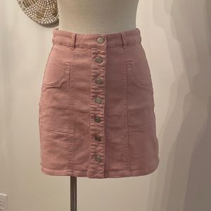 Altar’d State Pink Button Mini Skirt